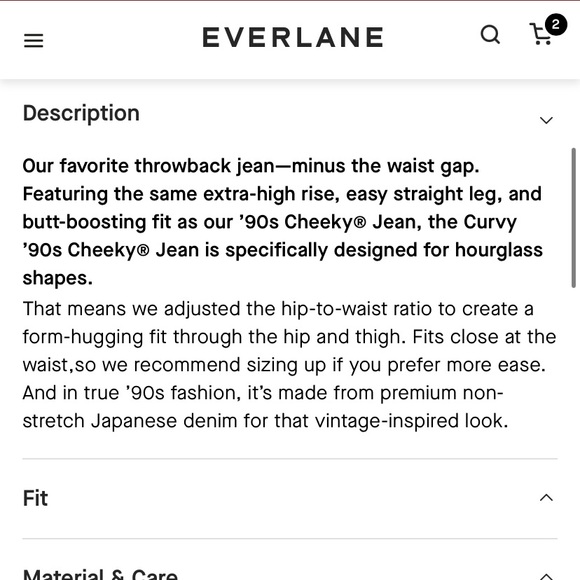 EVERLANE CURVY 90’s CHEEKY JEAN - Picture 3 of 6